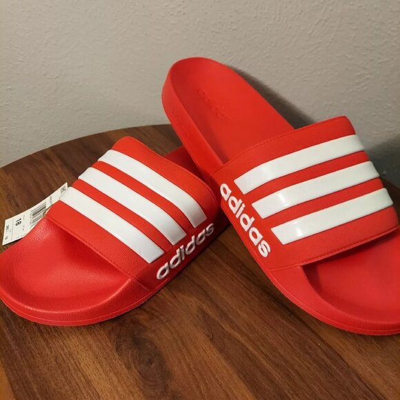 Adidas Adilette Shower Slippers Shoes Slides Men's Size 18 Red - Picture 4 of 4